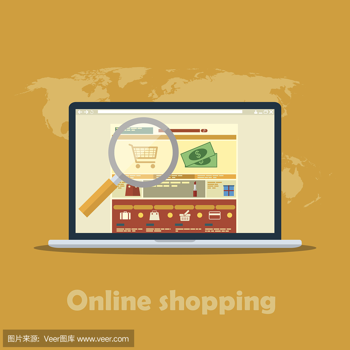 移動(dòng)營(yíng)銷和網(wǎng)上購物的圖標(biāo)